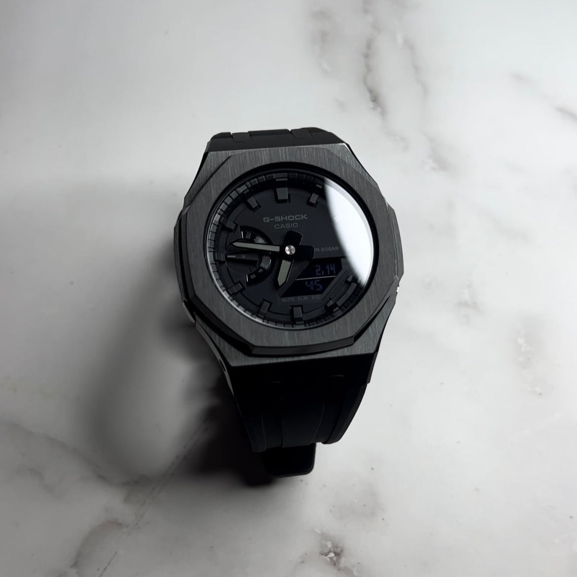 CASIOAK BLACK BEZEL ALL BLACK FACE AND BLACK RUBBER STRAP GA2100