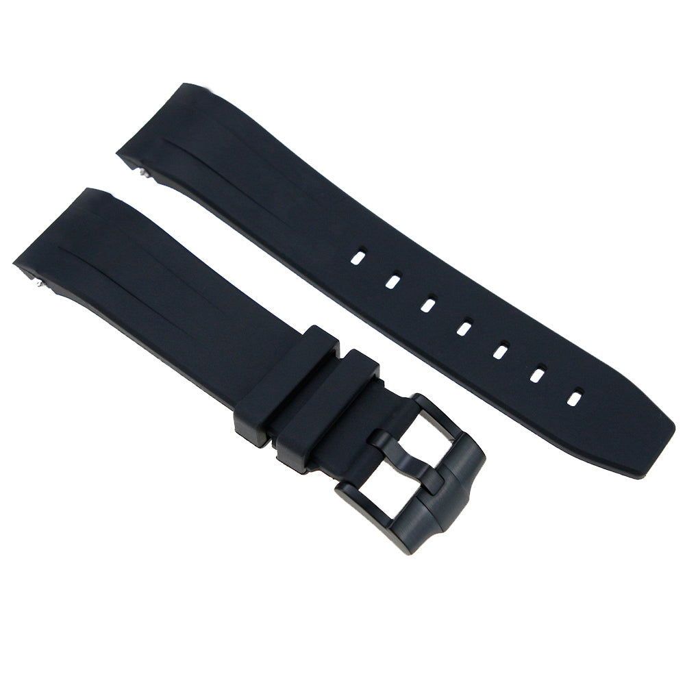 Black Rubber With Solid Buckle 22MM